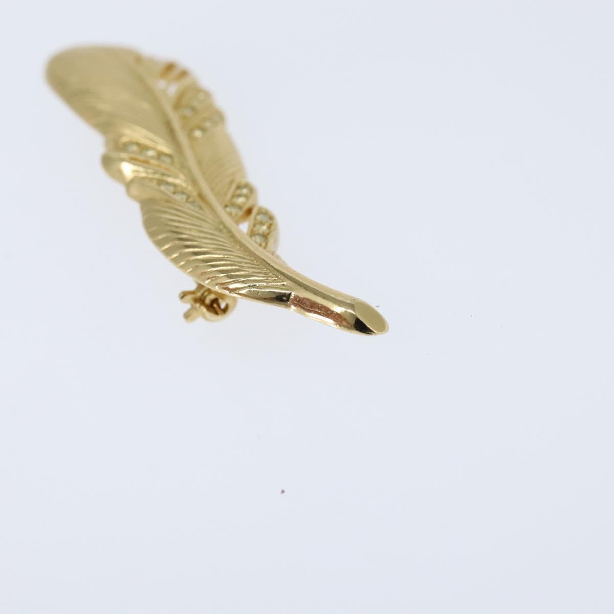 Christian Dior Feather Brooch metal Gold Auth bs30359