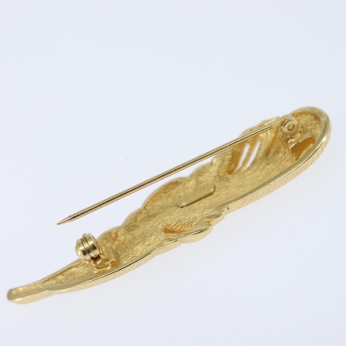 Christian Dior Feather Brooch metal Gold Auth bs30359
