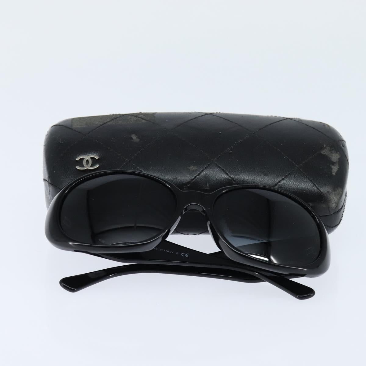 CHANEL Camelia Sunglasses plastic Black CC Auth bs30360