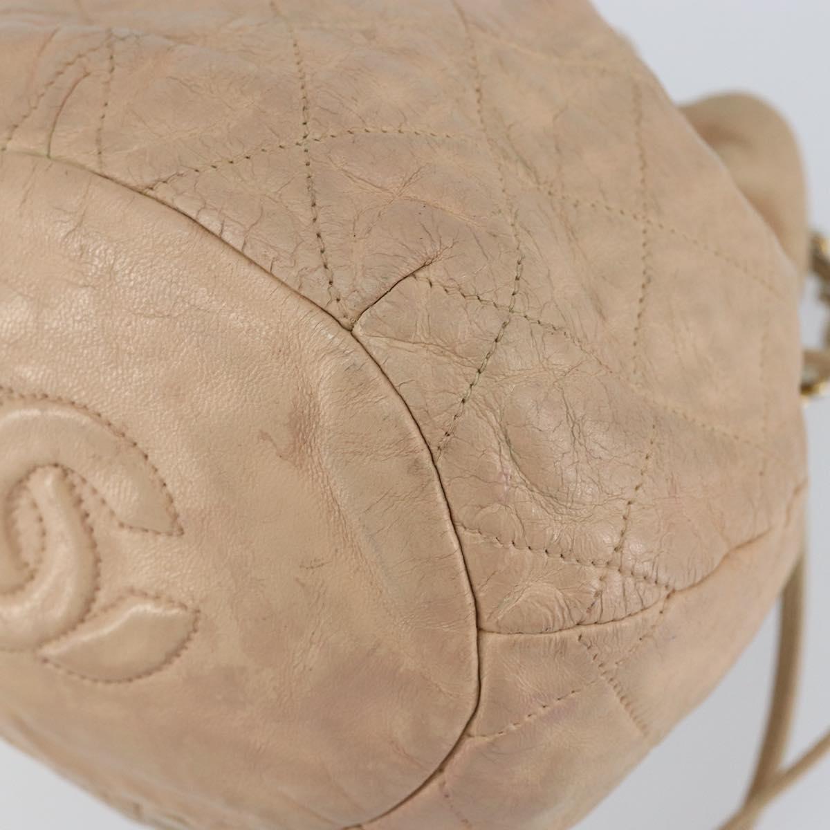 CHANEL Matelasse Chain Shoulder Bag Lamb Skin Pink Gold CC Auth bs30362