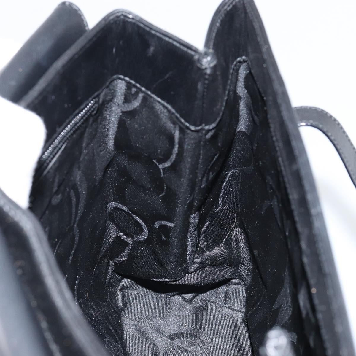 Salvatore Ferragamo Vala Tote Bag Leather Black Silver Auth bs30363