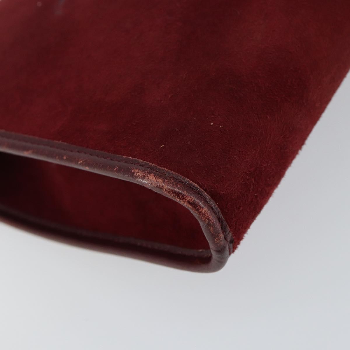 Christian Dior Chain Shoulder Bag Suede Bordeaux Gold Auth bs30368