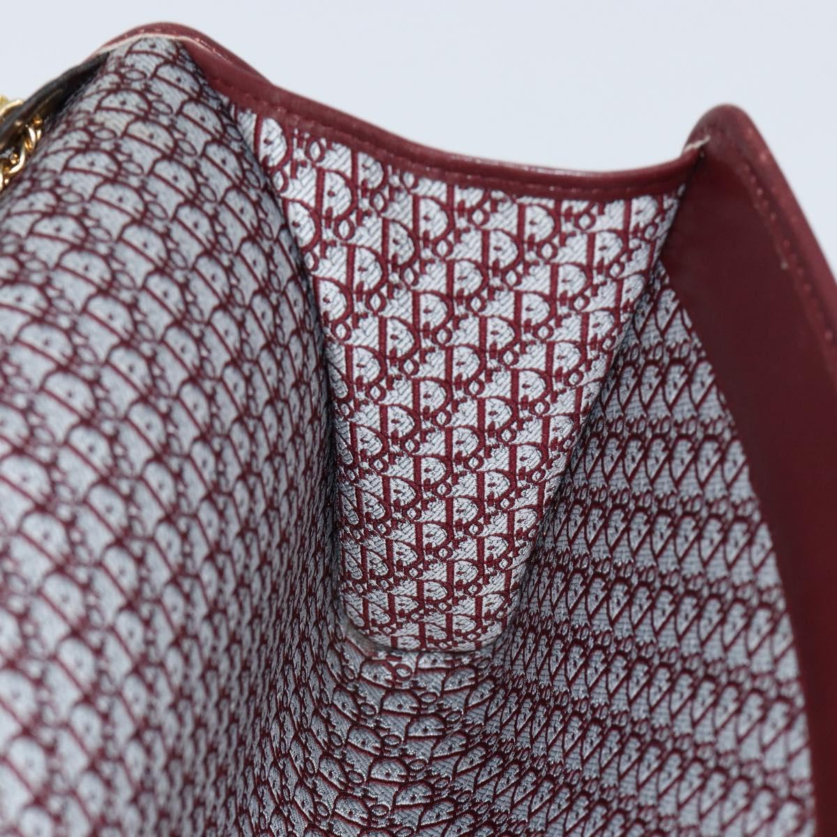 Christian Dior Chain Shoulder Bag Suede Bordeaux Gold Auth bs30368