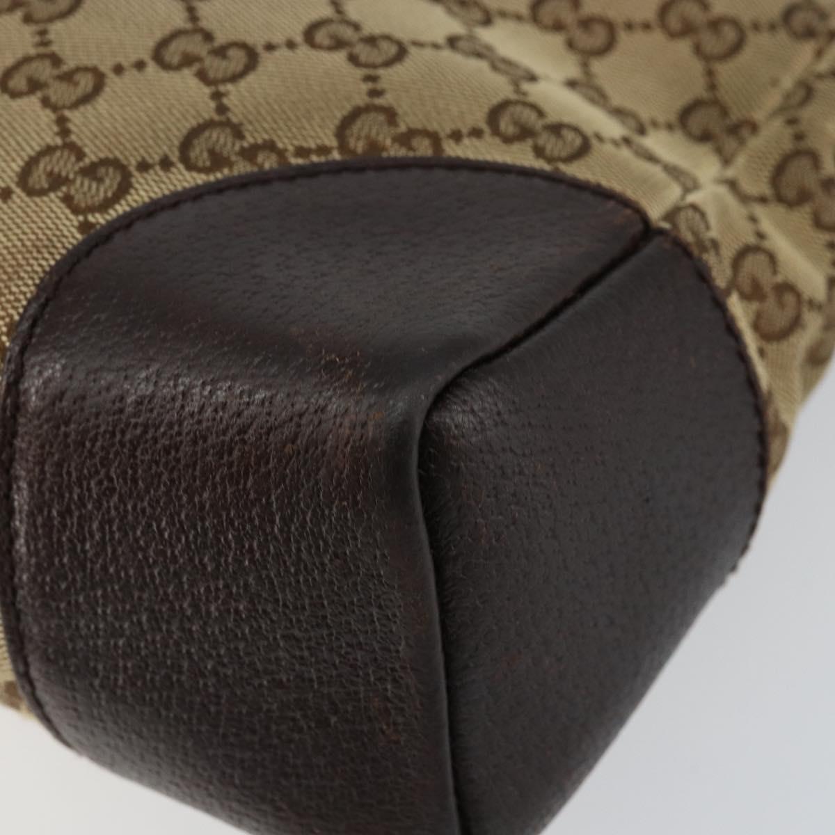 GUCCI GG Canvas Shoulder Bag Beige Silver 114273 Auth bs30370