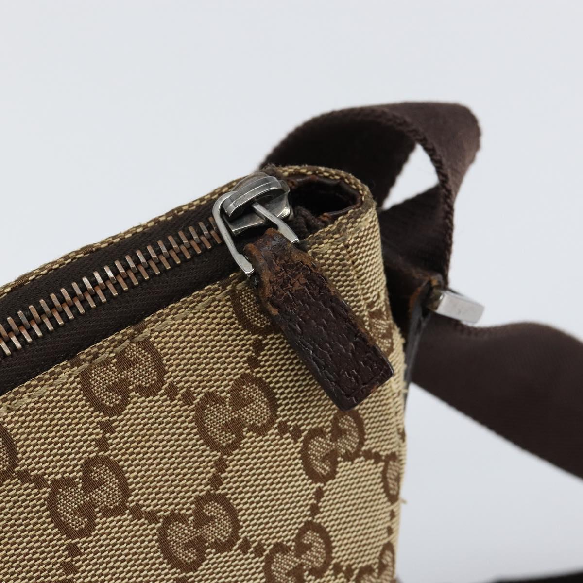 GUCCI GG Canvas Shoulder Bag Beige Silver 114273 Auth bs30370