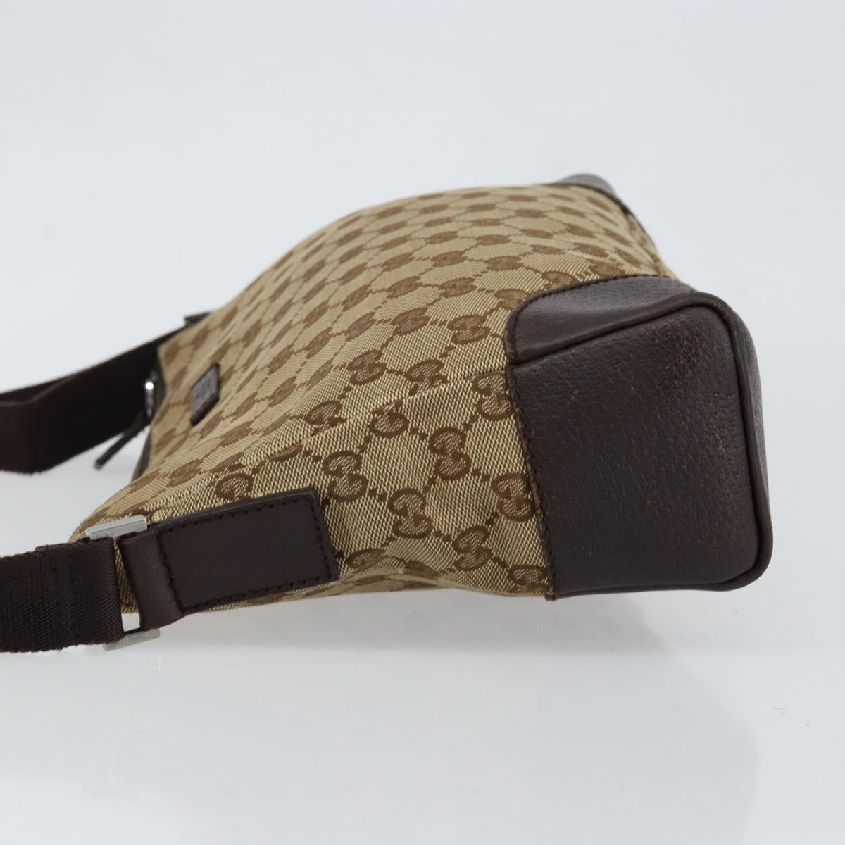GUCCI GG Canvas Shoulder Bag Beige Silver 114273 Auth bs30370