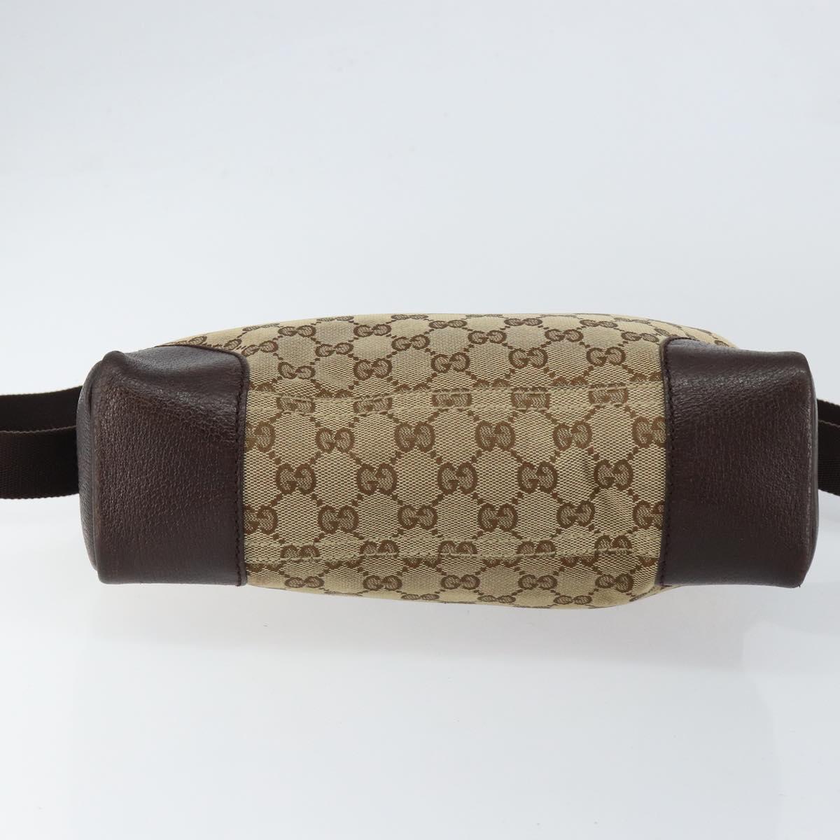 GUCCI GG Canvas Shoulder Bag Beige Silver 114273 Auth bs30370