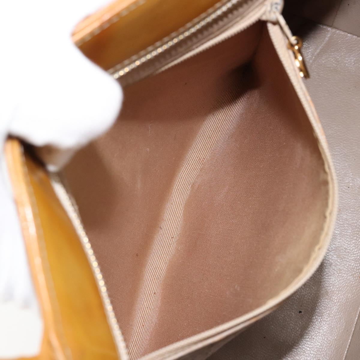 CHANEL Matelasse COCO Mark Tote Bag Patent leather Yellow Gold CC Auth bs30372