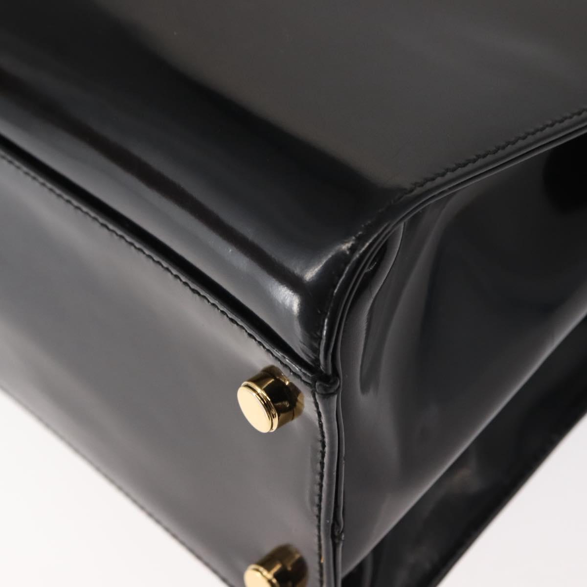 Salvatore Ferragamo Gancini Tote Bag Patent leather Black Gold Auth bs30374