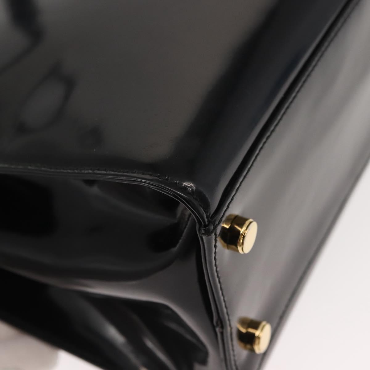 Salvatore Ferragamo Gancini Tote Bag Patent leather Black Gold Auth bs30374