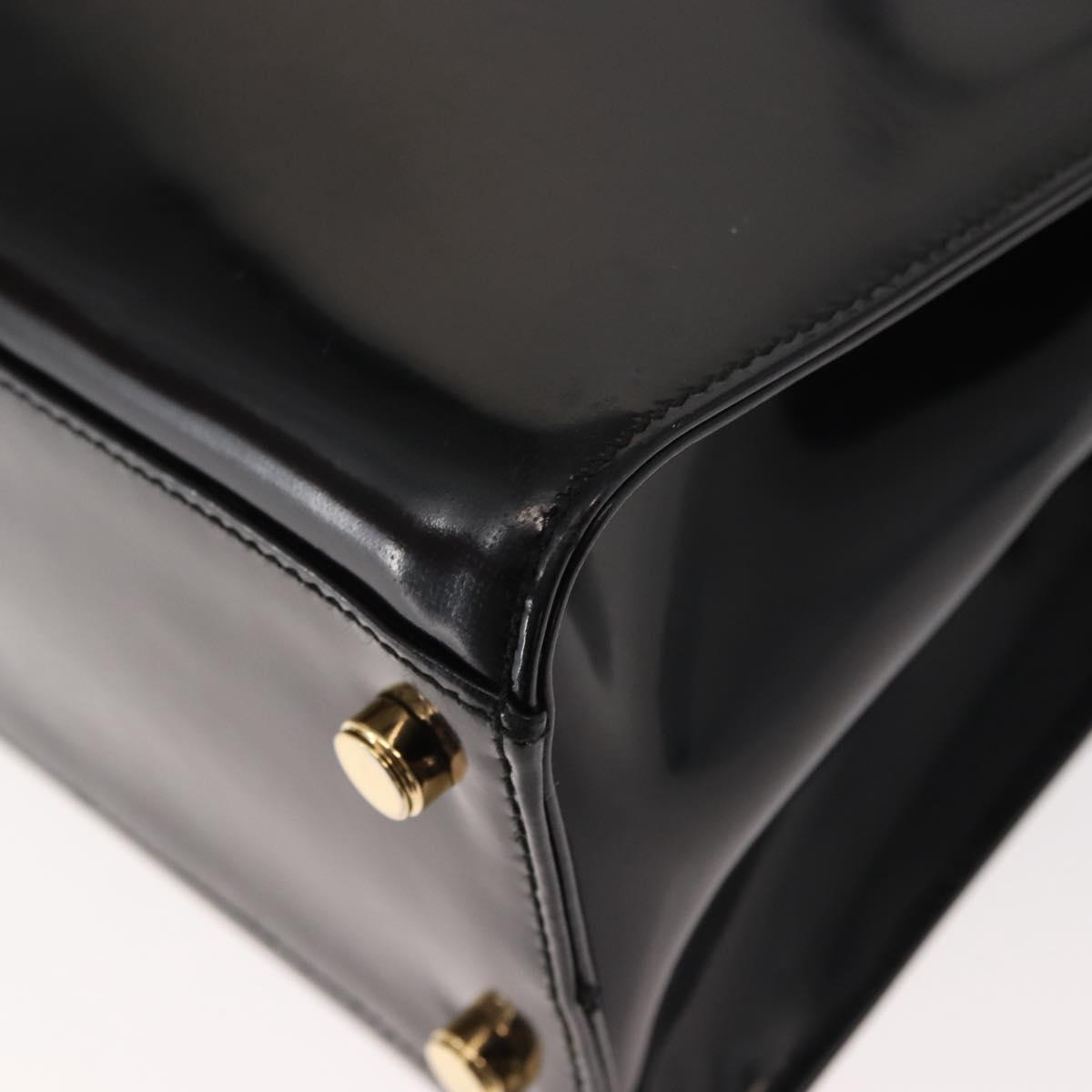 Salvatore Ferragamo Gancini Tote Bag Patent leather Black Gold Auth bs30374