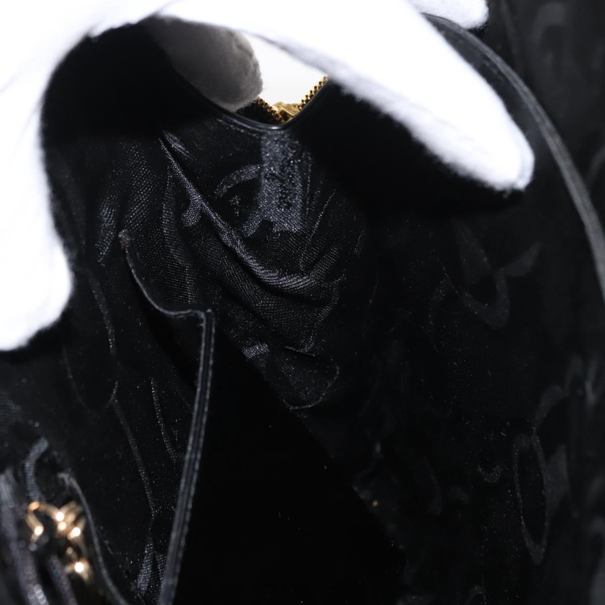 Salvatore Ferragamo Gancini Tote Bag Patent leather Black Gold Auth bs30374