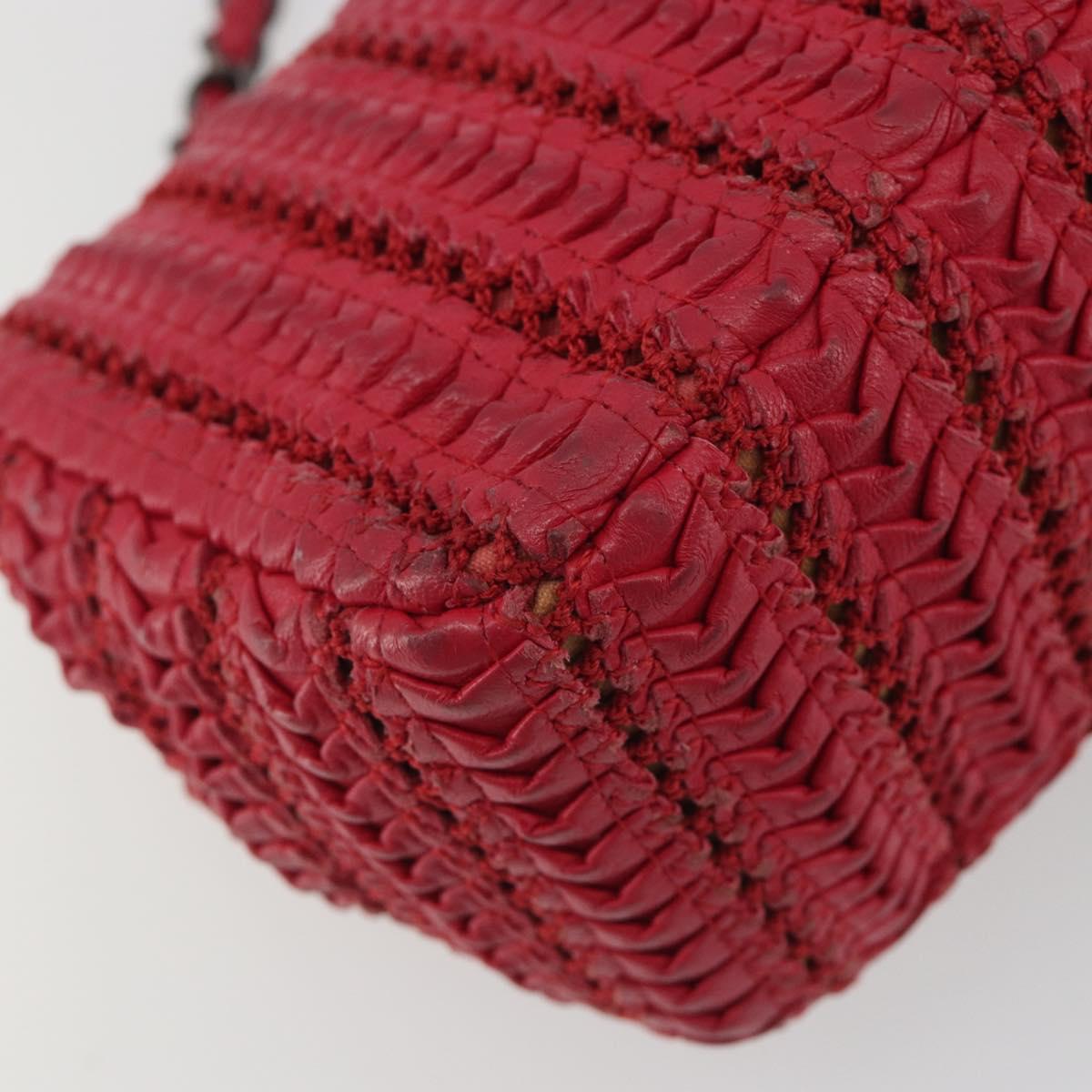 CHANEL Cloche Turn Lock Chain Flap Bag Lamb Skin Red Silver CC Auth bs30375