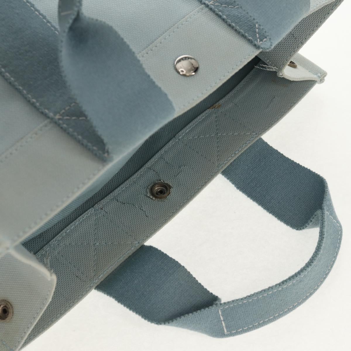 HERMES Bora Bora PM Tote Bag Canvas Light Blue Silver Auth bs30377