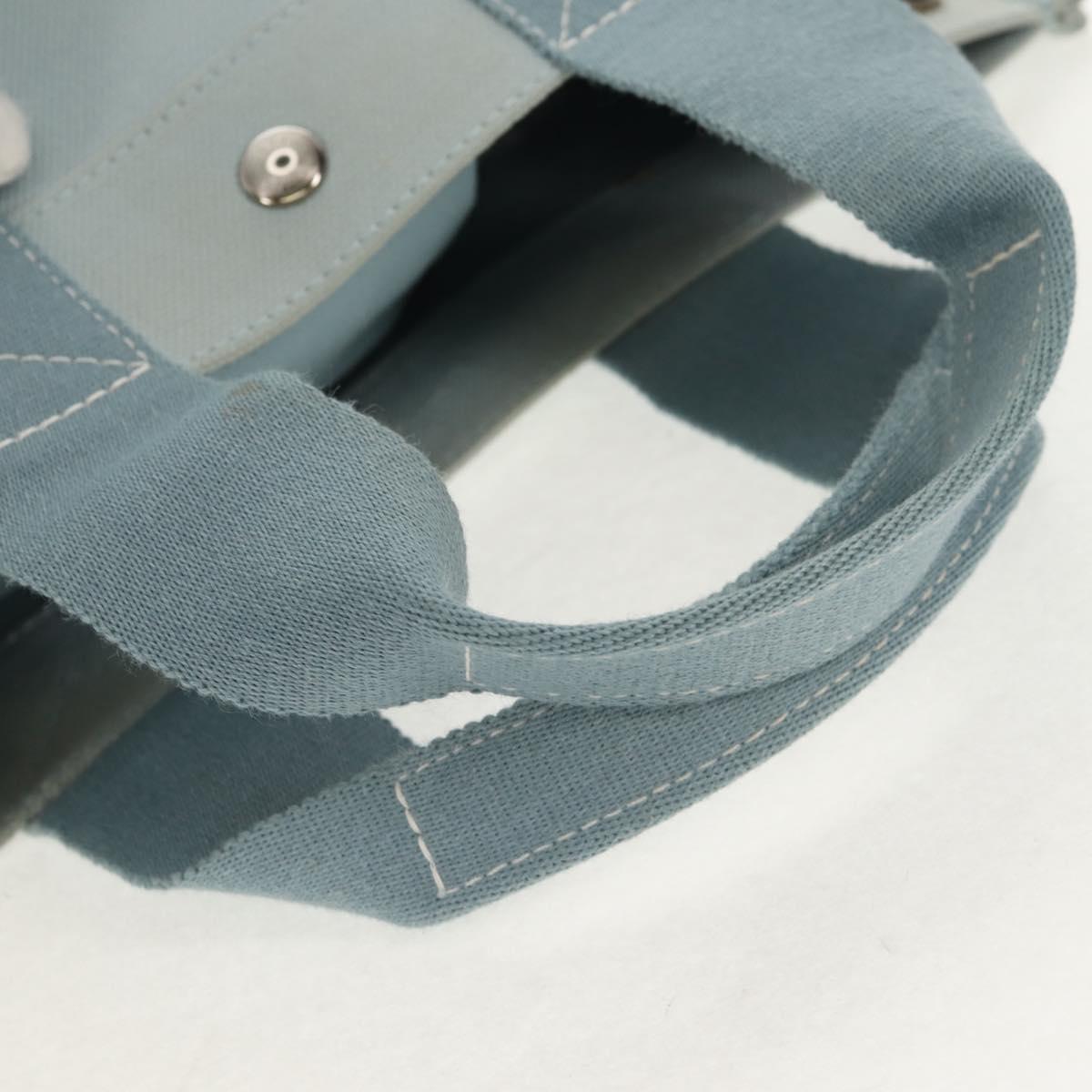 HERMES Bora Bora PM Tote Bag Canvas Light Blue Silver Auth bs30377