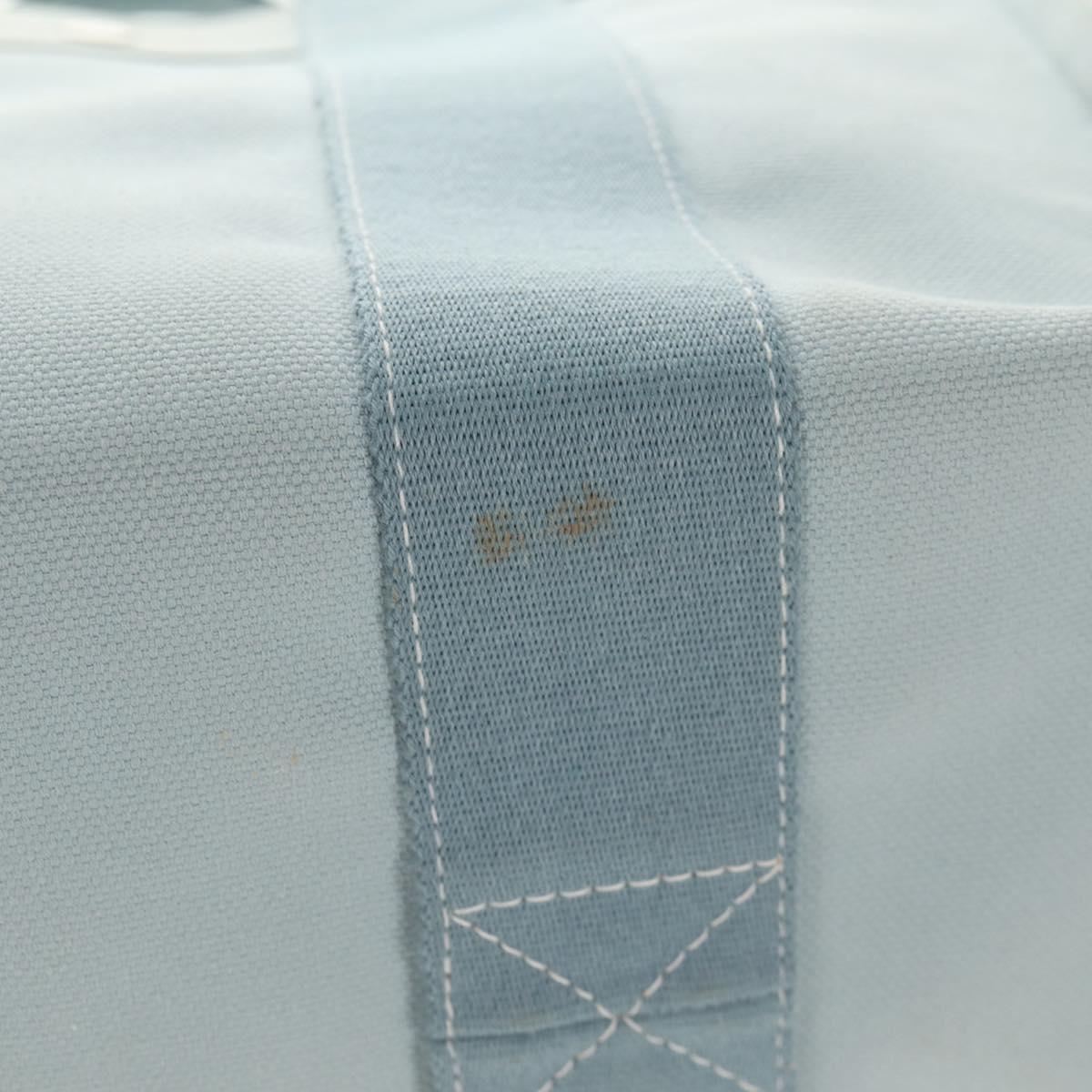 HERMES Bora Bora PM Tote Bag Canvas Light Blue Silver Auth bs30377