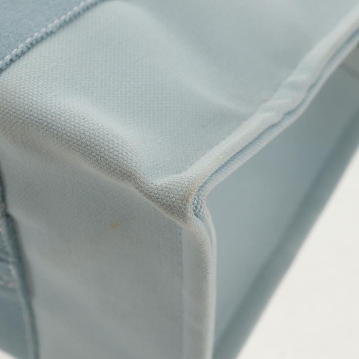 HERMES Bora Bora PM Tote Bag Canvas Light Blue Silver Auth bs30377