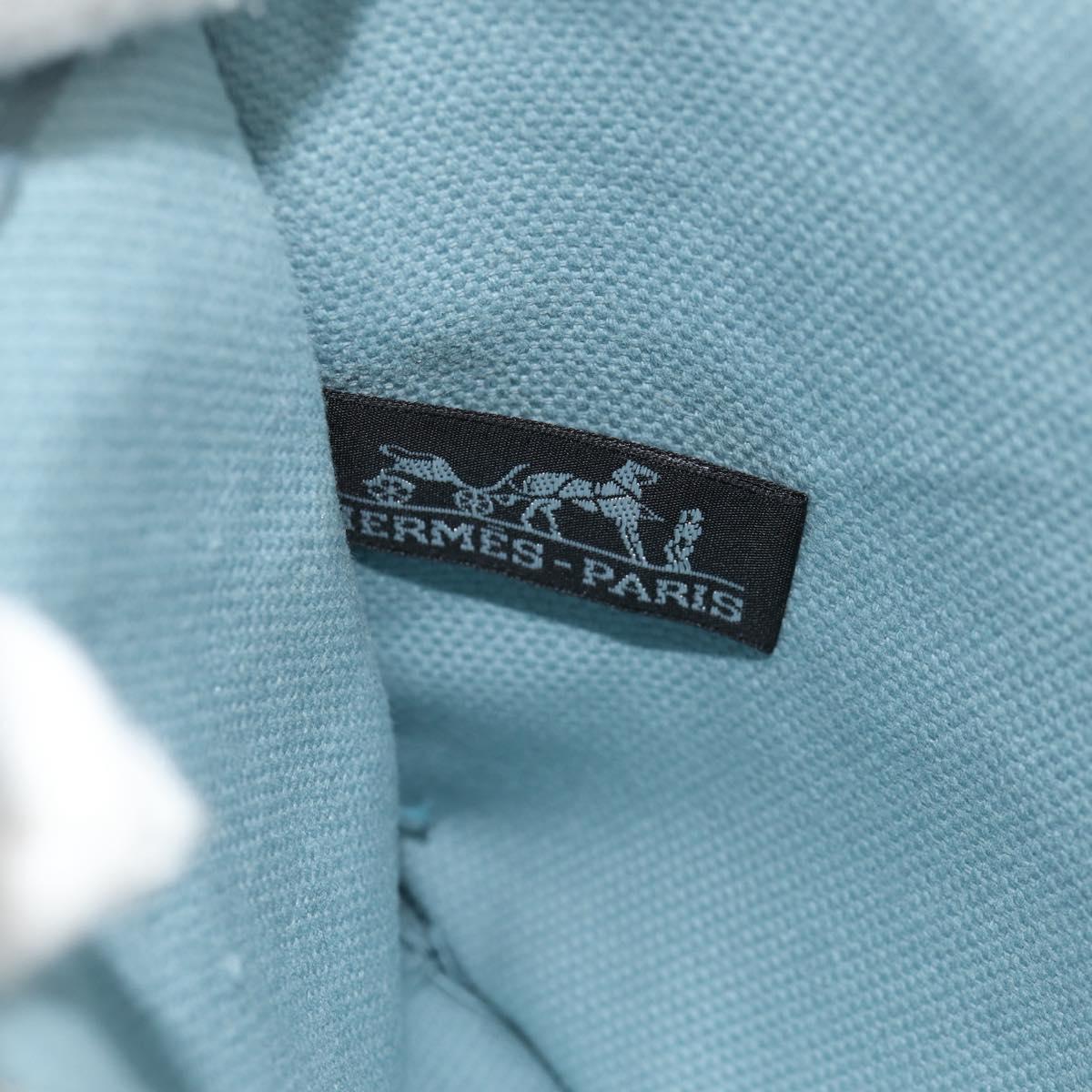 HERMES Bora Bora PM Tote Bag Canvas Light Blue Silver Auth bs30377