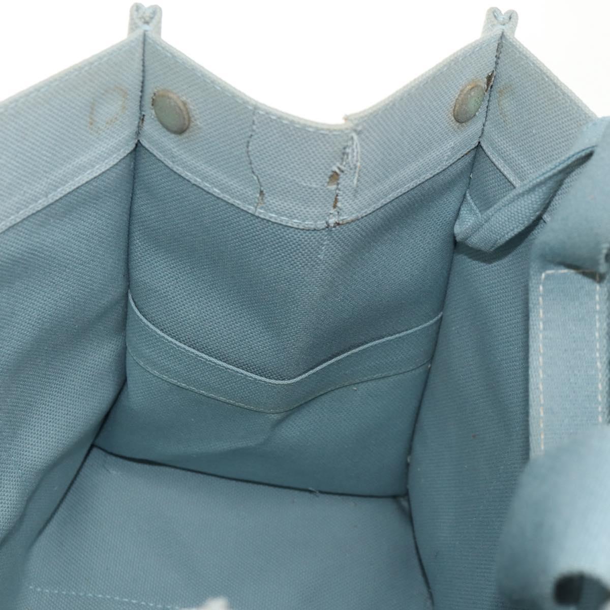 HERMES Bora Bora PM Tote Bag Canvas Light Blue Silver Auth bs30377