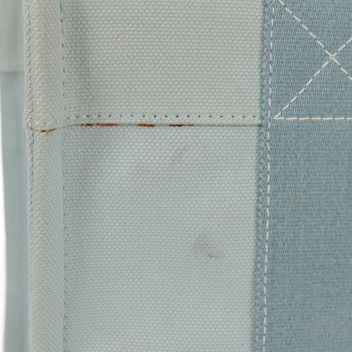 HERMES Bora Bora PM Tote Bag Canvas Light Blue Silver Auth bs30377