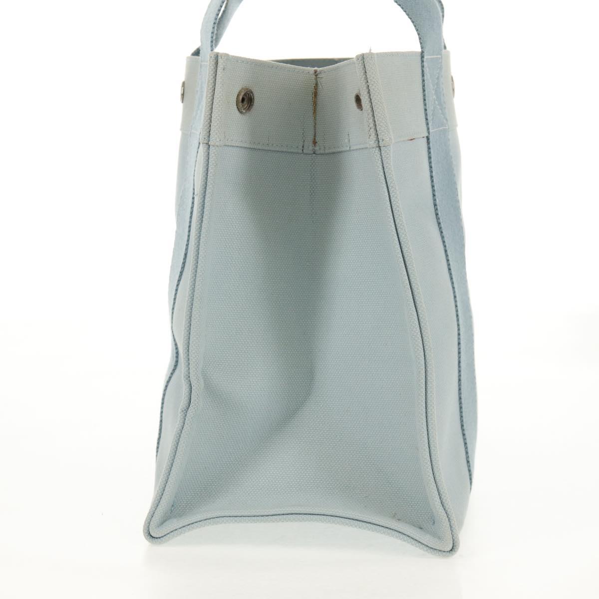HERMES Bora Bora PM Tote Bag Canvas Light Blue Silver Auth bs30377