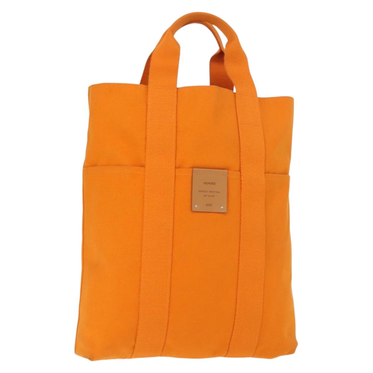 HERMES French Festival Hawaii Exclusive Fourre Tout Cabas Canvas Auth bs30378