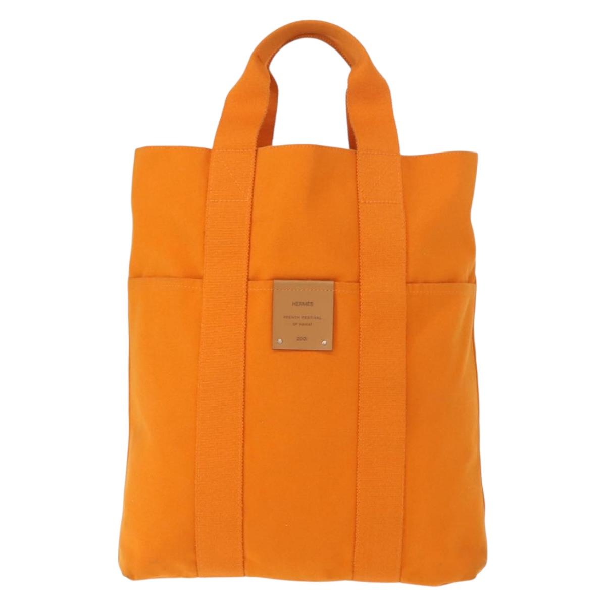 HERMES French Festival Hawaii Exclusive Fourre Tout Cabas Canvas Auth bs30378