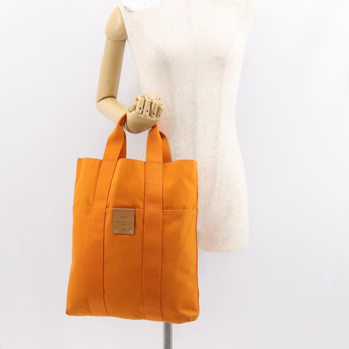 HERMES French Festival Hawaii Exclusive Fourre Tout Cabas Canvas Auth bs30378