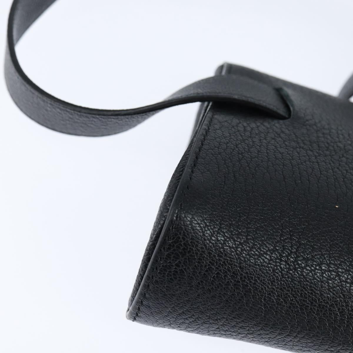 BOTTEGAV ENETA INTRECCIATO Waist Pouch Leather Black Silver Auth bs30383