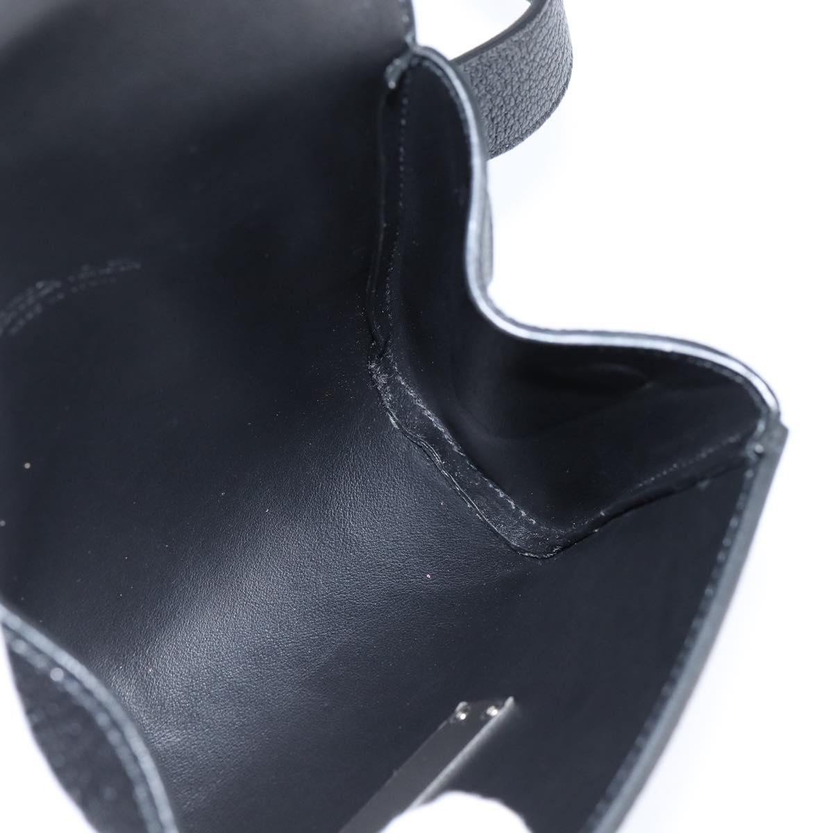 BOTTEGAV ENETA INTRECCIATO Waist Pouch Leather Black Silver Auth bs30383