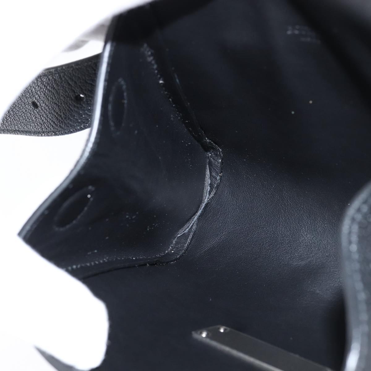 BOTTEGAV ENETA INTRECCIATO Waist Pouch Leather Black Silver Auth bs30383