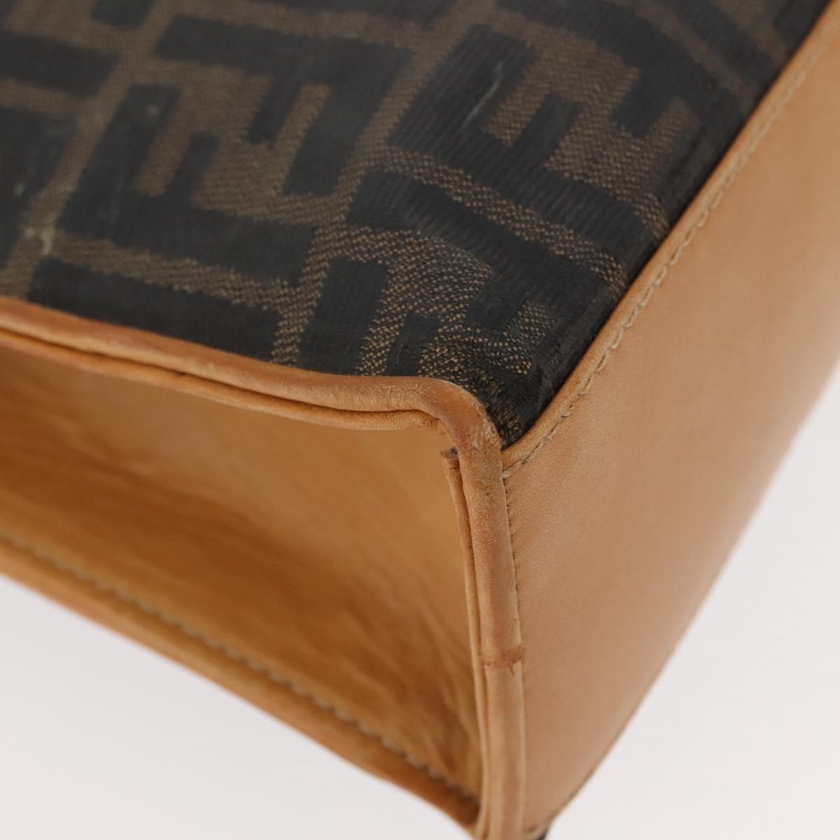 FENDI Zucca Canvas Briefcase Black Brown Auth bs30389