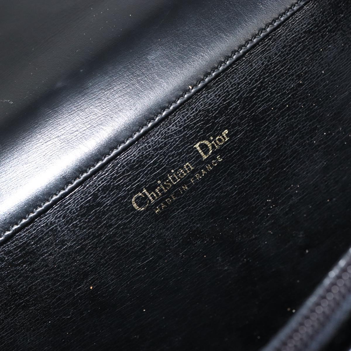 Christian Dior Hand Bag Leather Black Gold Auth bs30391