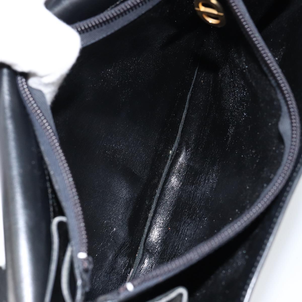Christian Dior Hand Bag Leather Black Gold Auth bs30391