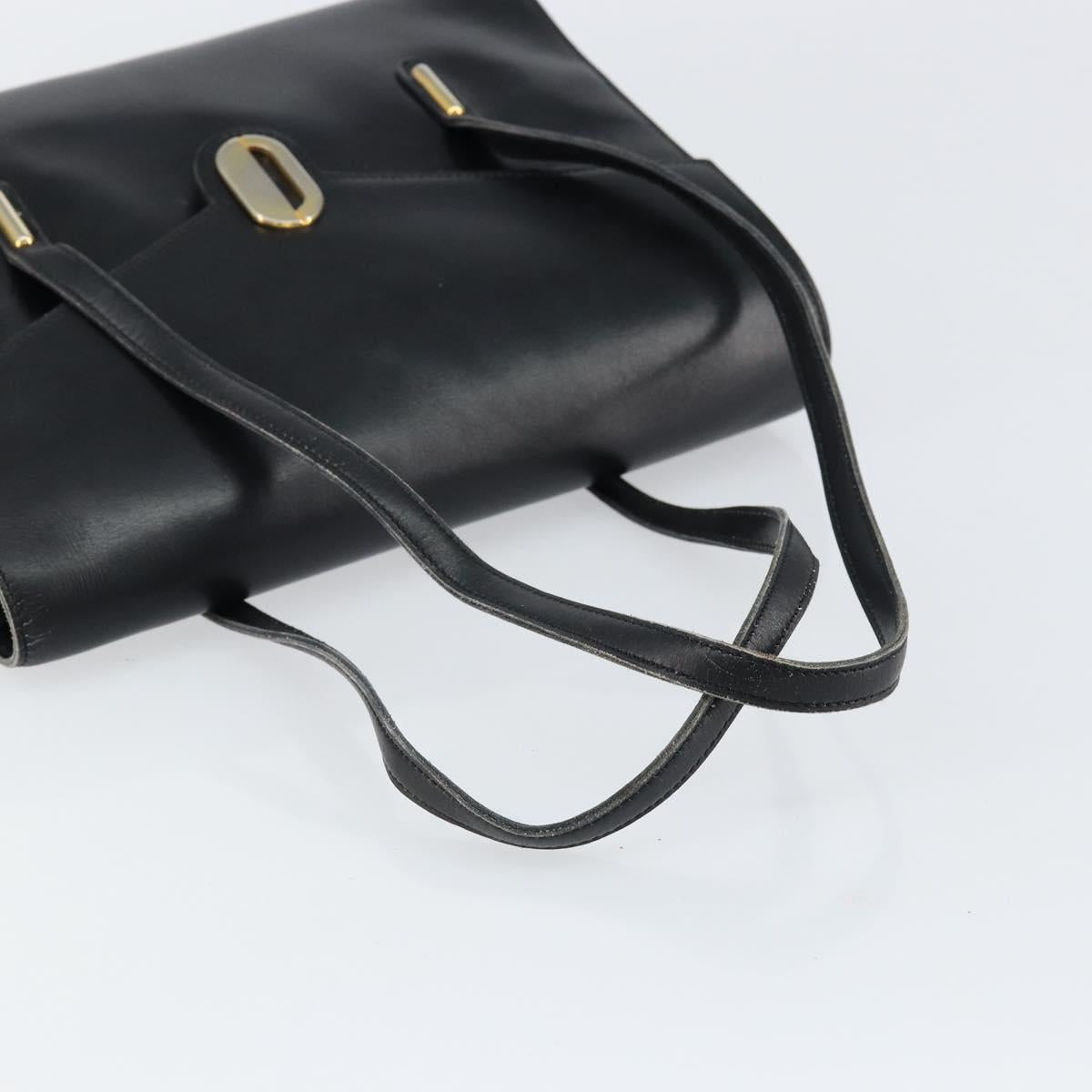 Christian Dior Hand Bag Leather Black Gold Auth bs30391