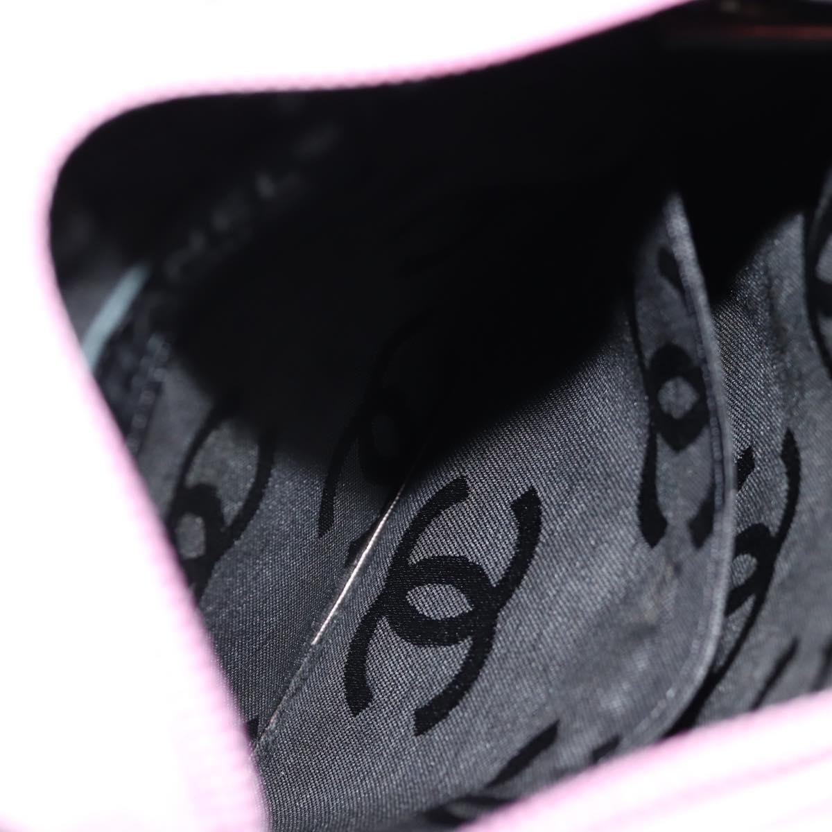 CHANEL Cambon Line Shoulder Bag Leather Pink Black Silver CC Auth bs30393V