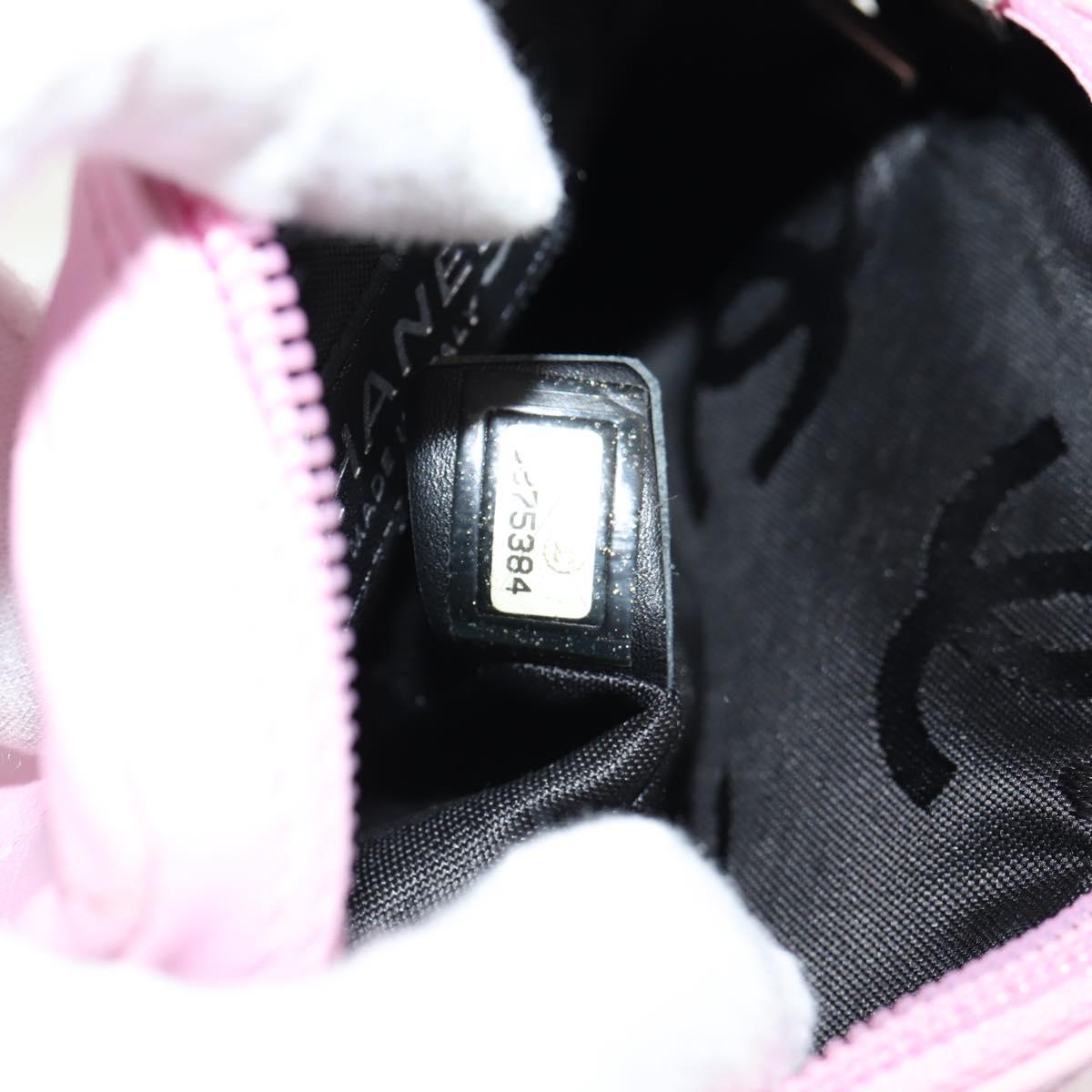 CHANEL Cambon Line Shoulder Bag Leather Pink Black Silver CC Auth bs30393V