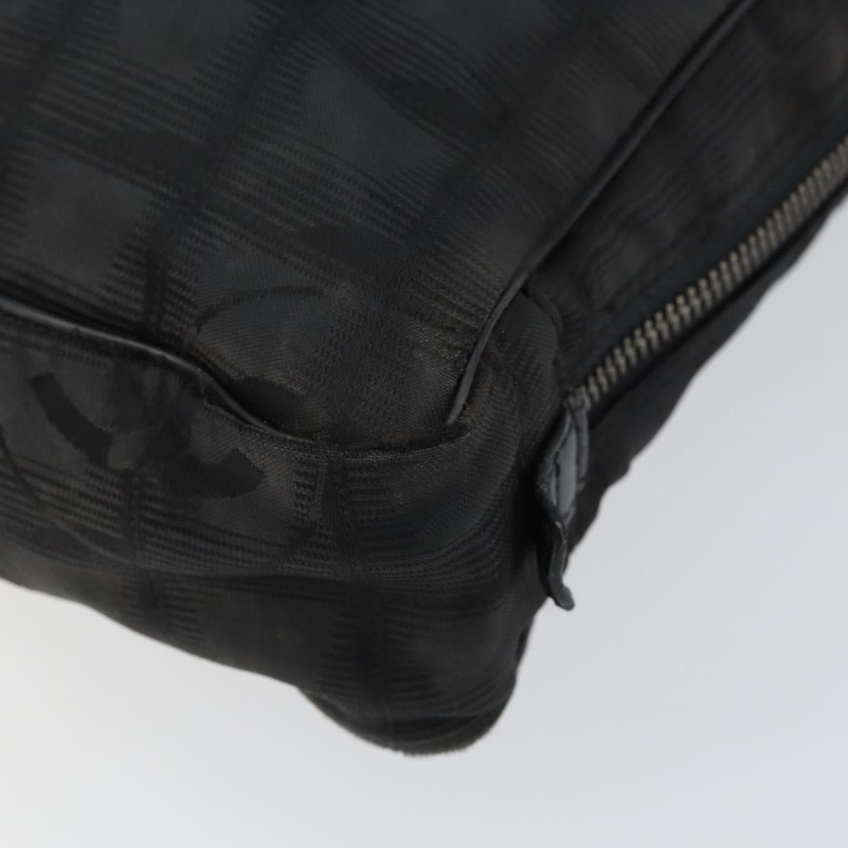 CHANEL New Travel Line Briefcase Nylon Black Silver CC Auth bs30394