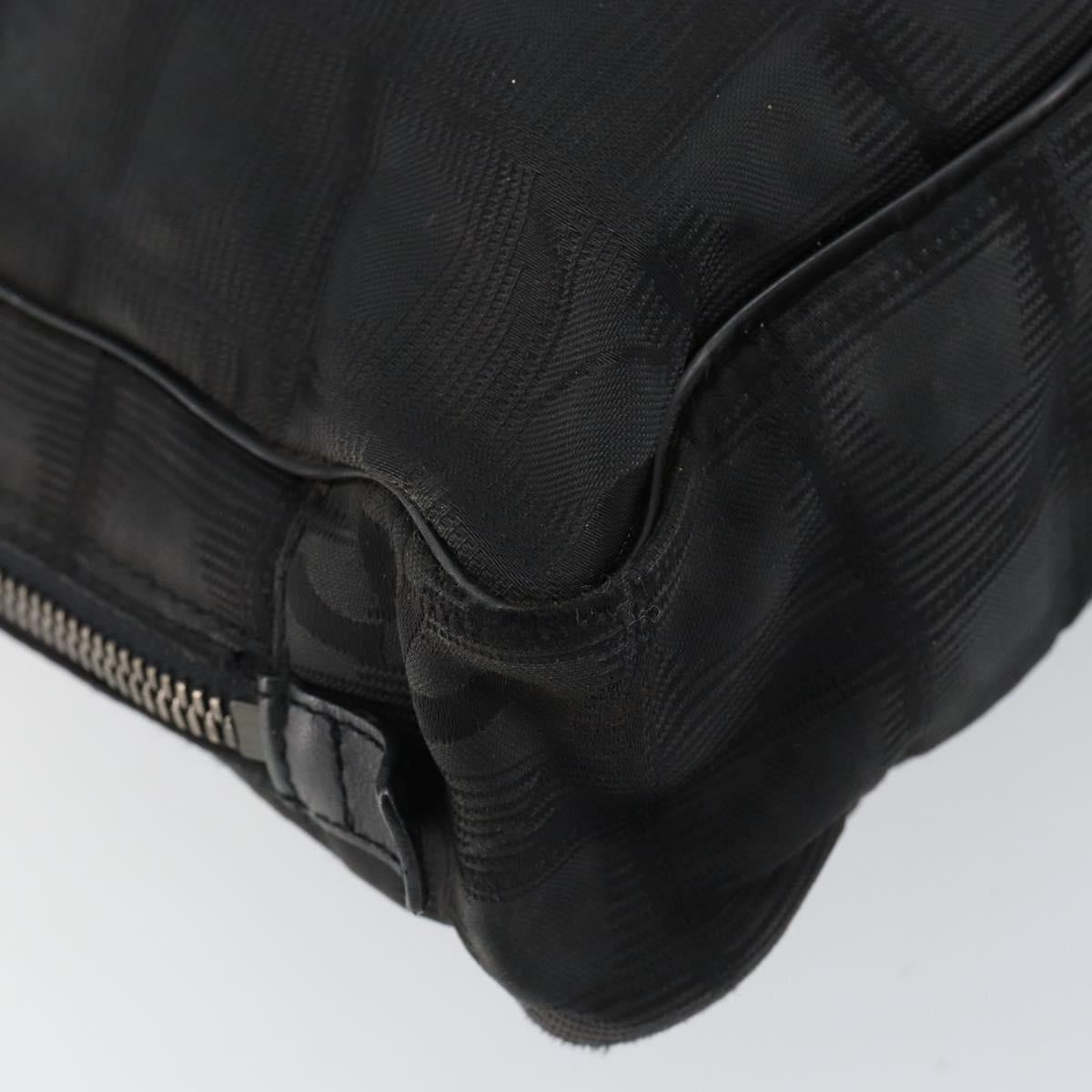CHANEL New Travel Line Briefcase Nylon Black Silver CC Auth bs30394