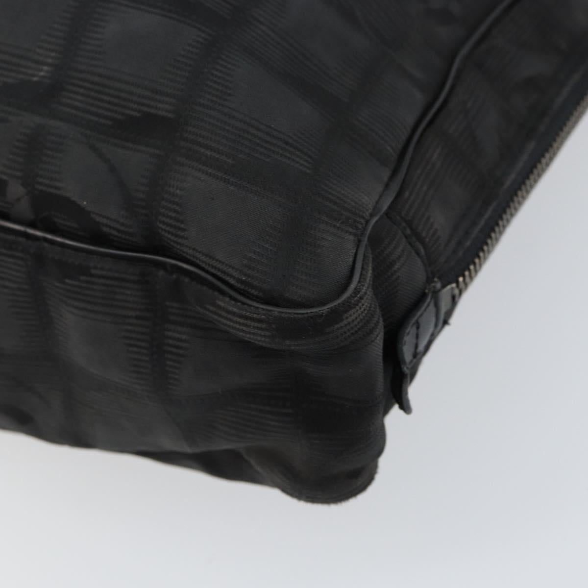 CHANEL New Travel Line Briefcase Nylon Black Silver CC Auth bs30394