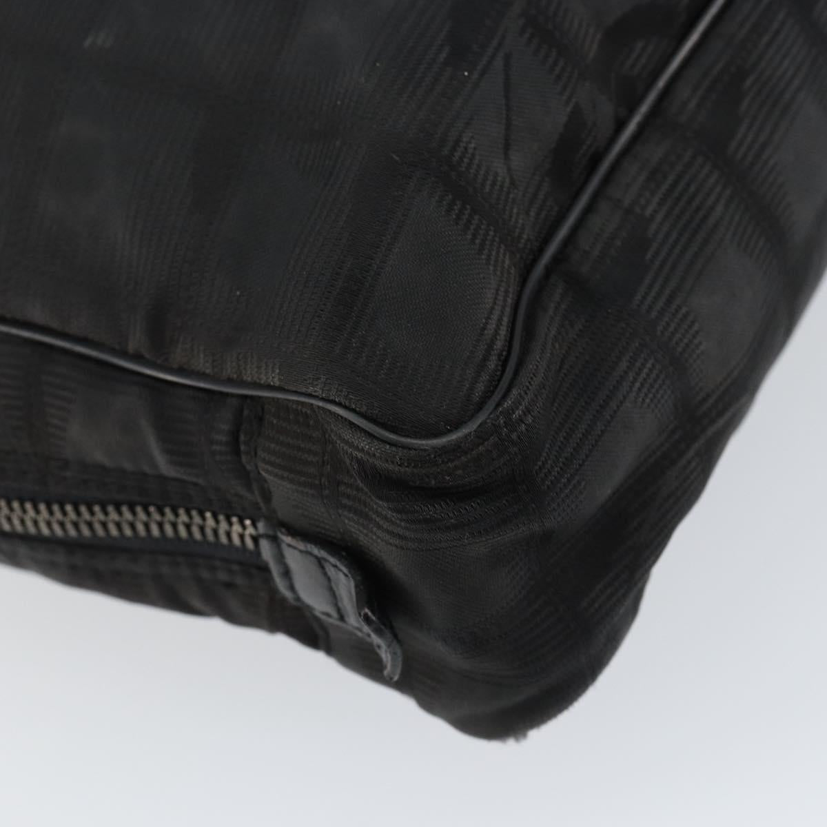 CHANEL New Travel Line Briefcase Nylon Black Silver CC Auth bs30394