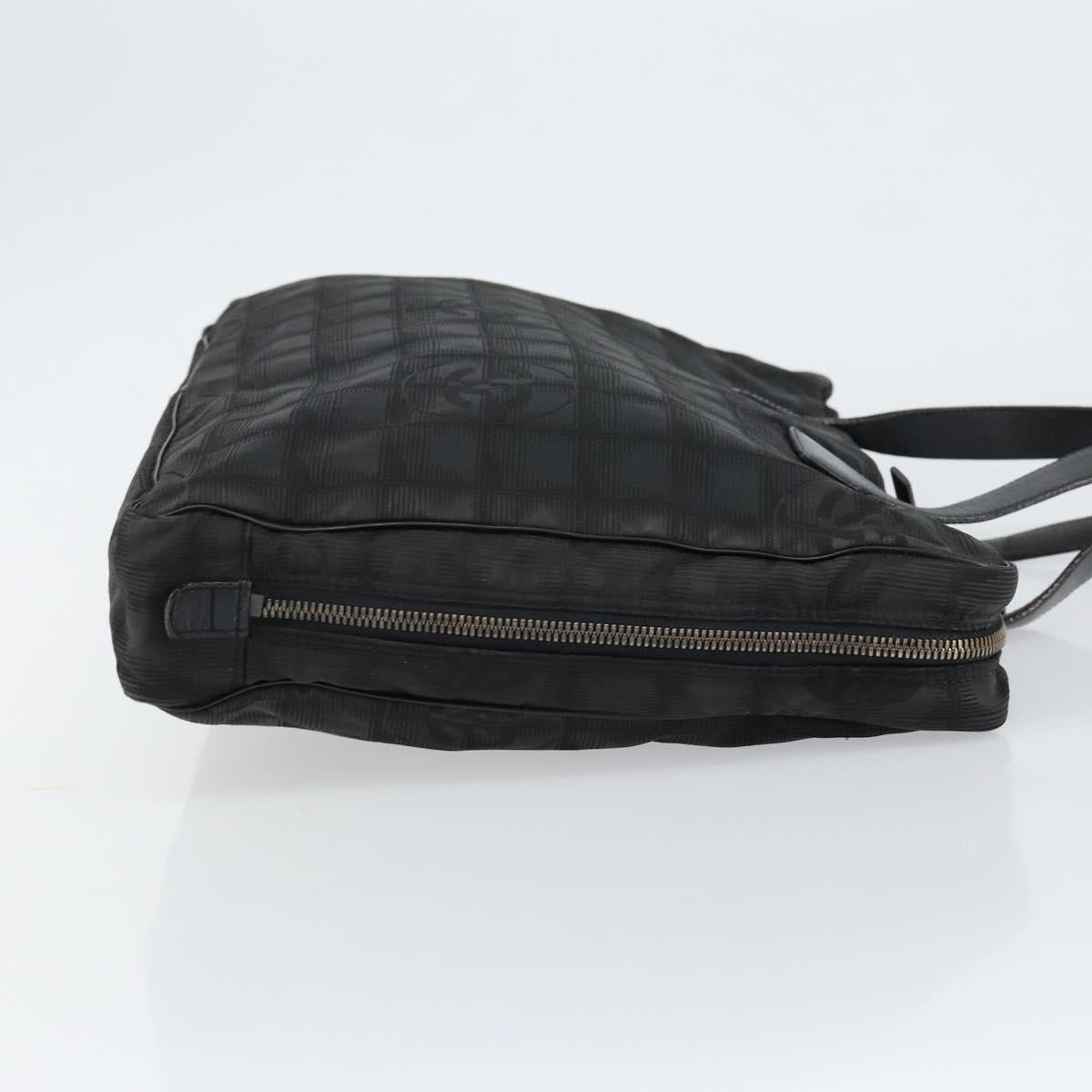 CHANEL New Travel Line Briefcase Nylon Black Silver CC Auth bs30394