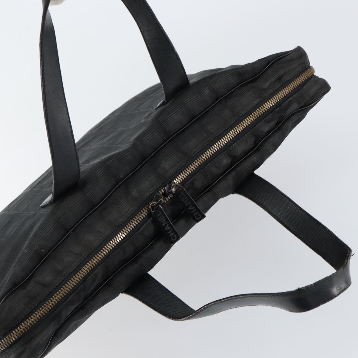 CHANEL New Travel Line Briefcase Nylon Black Silver CC Auth bs30394