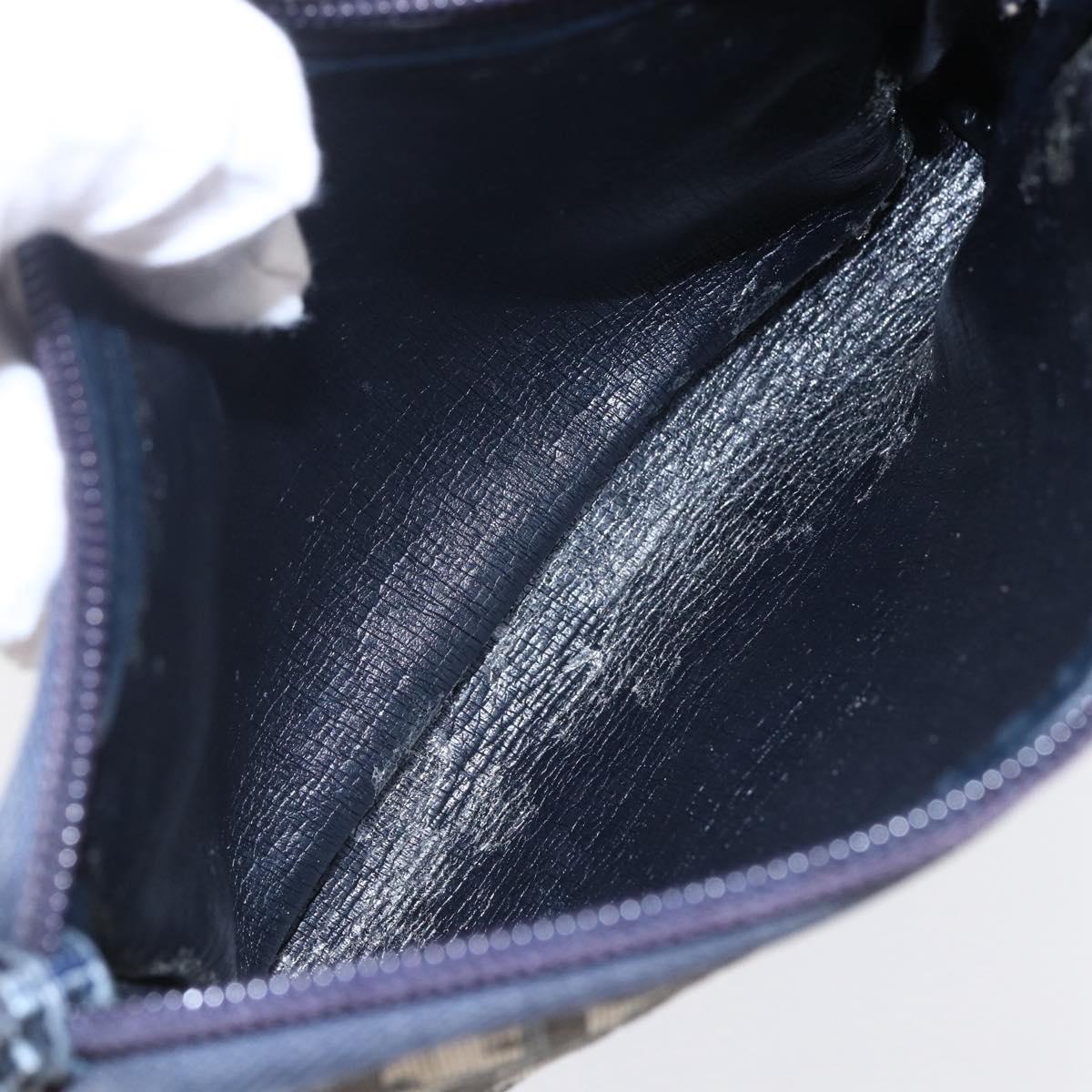 Christian Dior Trotter Canvas Pouch Navy Gold Auth bs30397