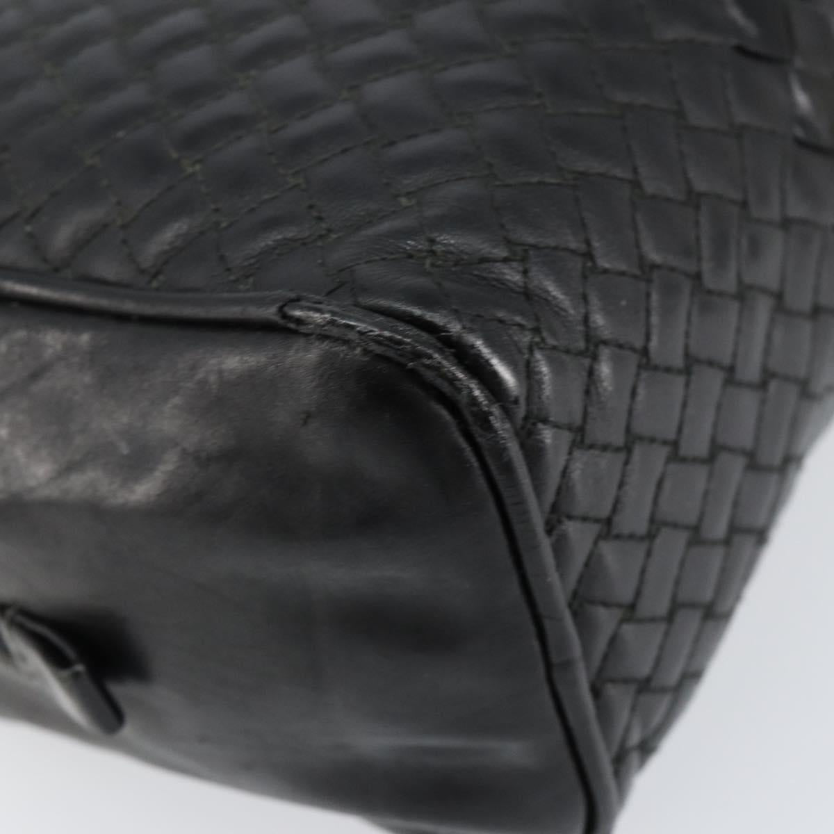 BOTTEGA VENETA INTRECCIATO Clutch Bag Leather Black Auth bs30399