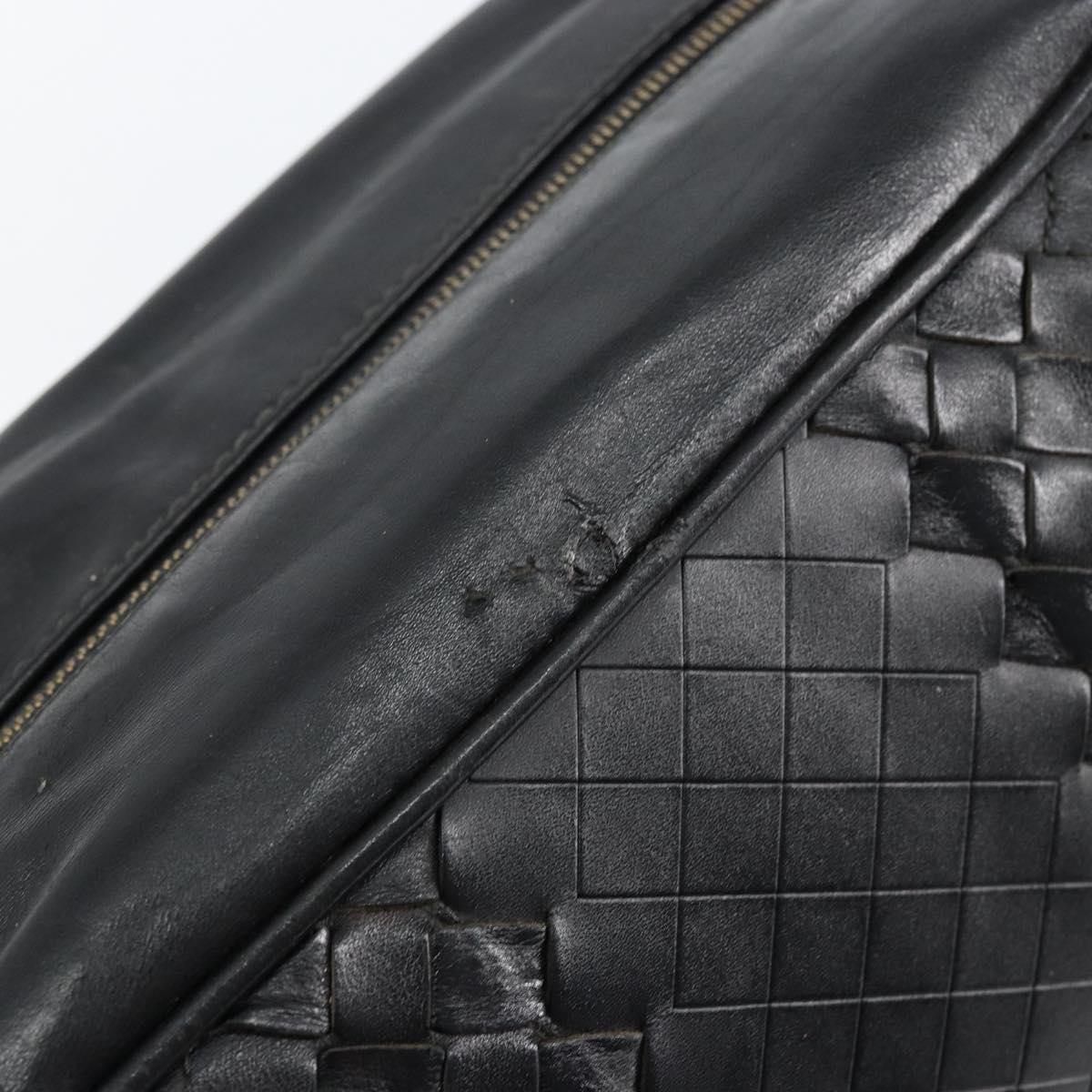 BOTTEGA VENETA INTRECCIATO Clutch Bag Leather Black Auth bs30399