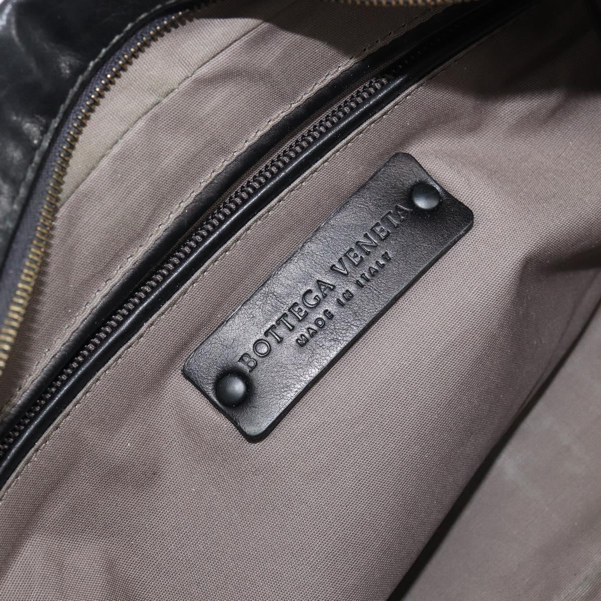 BOTTEGA VENETA INTRECCIATO Clutch Bag Leather Black Auth bs30399