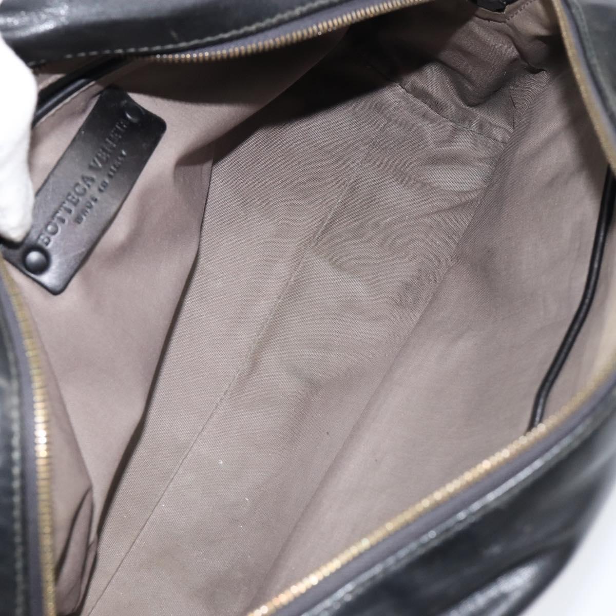 BOTTEGA VENETA INTRECCIATO Clutch Bag Leather Black Auth bs30399