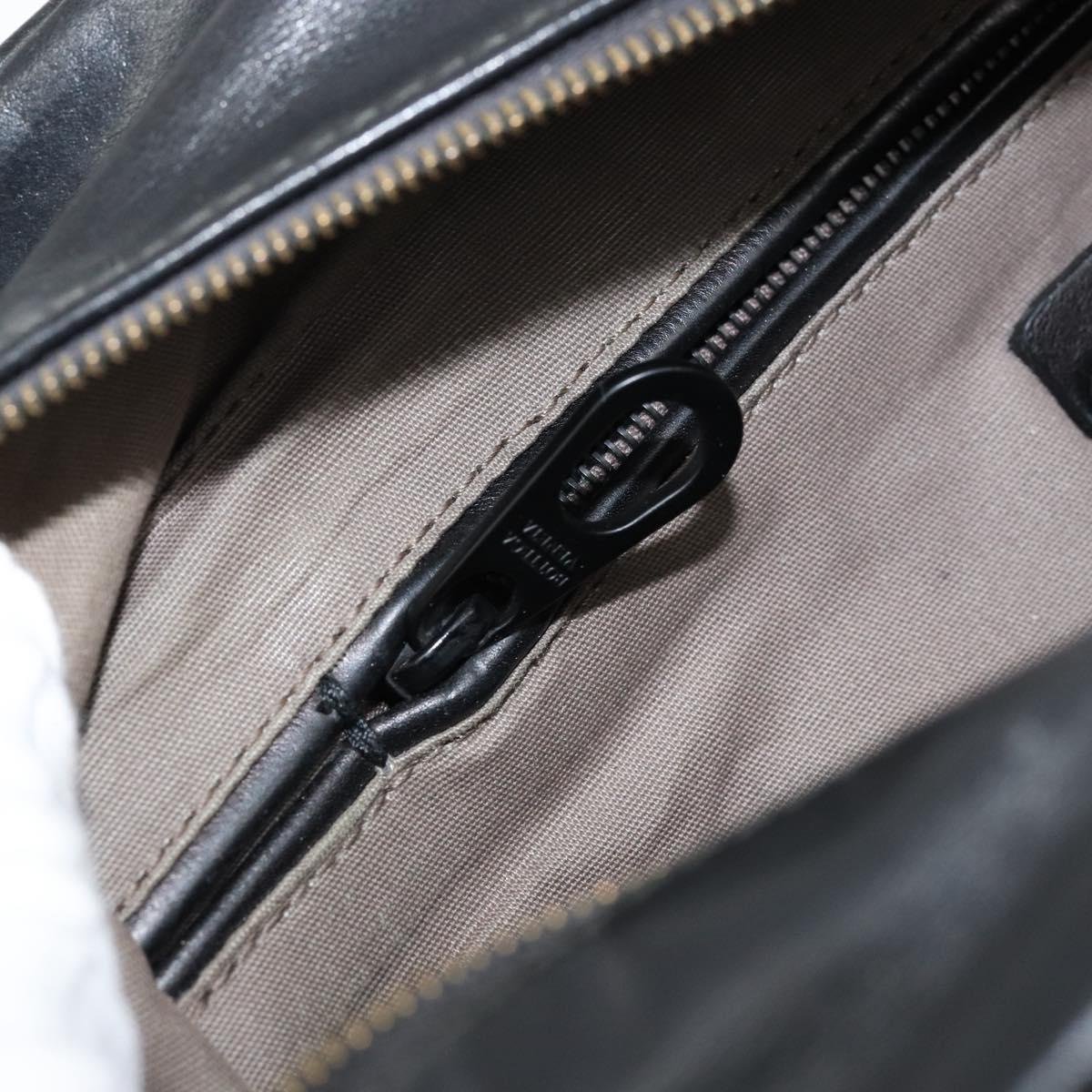 BOTTEGA VENETA INTRECCIATO Clutch Bag Leather Black Auth bs30399