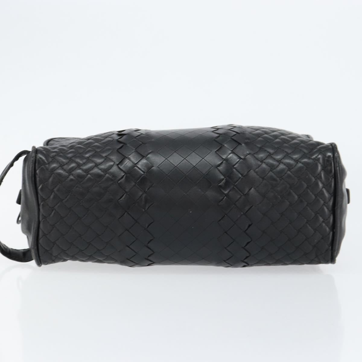 BOTTEGA VENETA INTRECCIATO Clutch Bag Leather Black Auth bs30399